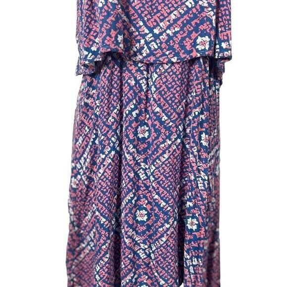 West Loop Colorful Print Two-Tier Summer Mini Sundress Blue/Pink/White S… - Picture 5 of 12